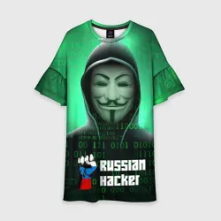 Детское платье 3D Russian hacker anonymous green