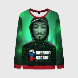 Мужской свитшот 3D Russian hacker anonymous green