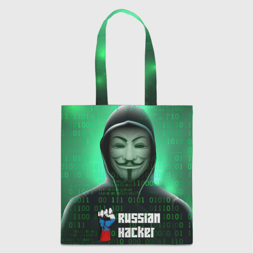 Шоппер 3D с принтом Russian hacker  green, вид спереди #2