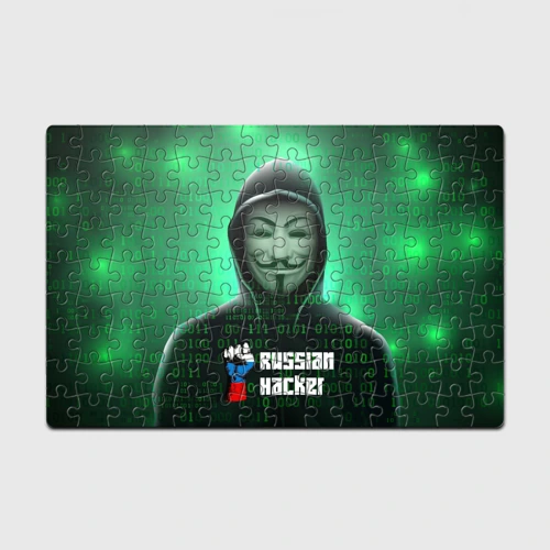 Головоломка Пазл магнитный 126 элементов Russian hacker anonymous green