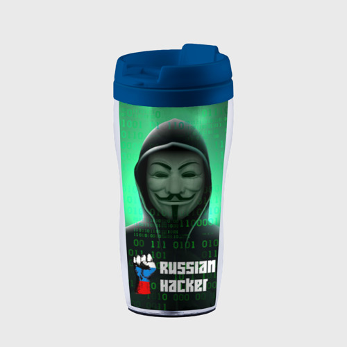 Термокружка-непроливайка Russian hacker green, цвет синий