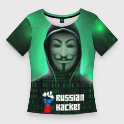 Женская футболка 3D Slim Russian hacker green