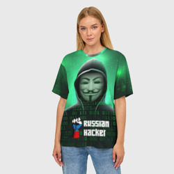 Женская футболка oversize 3D Russian hacker green - фото 2