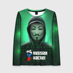 Женский лонгслив 3D Russian hacker green