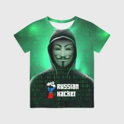 Детская футболка 3D Russian hacker anonymous green