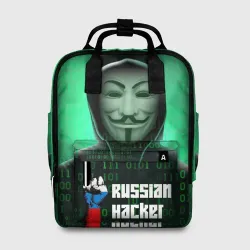 Сумка-рюкзак 3D Russian hacker anonymous green