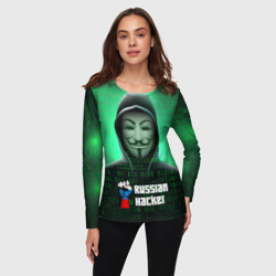 Женский лонгслив 3D Russian hacker green - фото 2