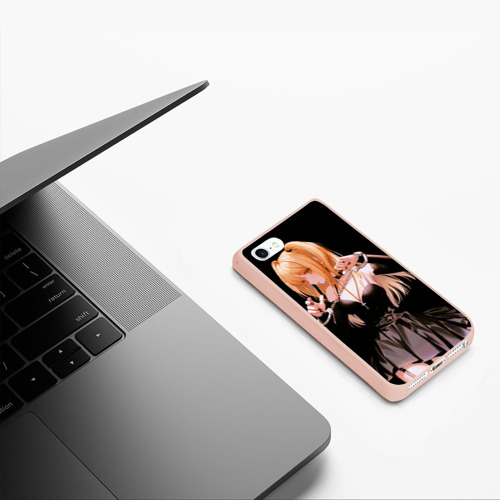 Чехол для iPhone 5/5S матовый Миса Амане - Тетрадь смерти, цвет светло-розовый - фото 5