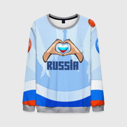 Мужской свитшот 3D Люблю Россию - сердечко руками