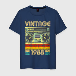 Мужская футболка хлопок Винтаж 1988 аудиомагнитофон