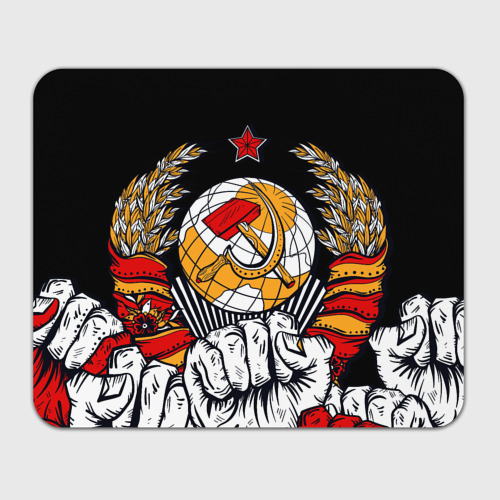 Прямоугольный коврик для мышки Герб СССР на черном фоне