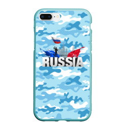 Чехол для iPhone 7Plus/8 Plus матовый Russia: синий камфуляж