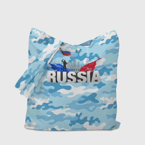 Шоппер 3D с принтом Russia: синий камфуляж, вид сбоку #3