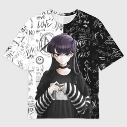 Женская футболка oversize 3D Коми сан гот - проблемы с общением