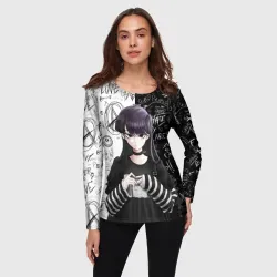 Женский лонгслив 3D Коми сан гот - проблемы с общением - фото 2