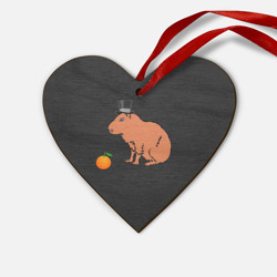 Деревянная игрушка Сердце Капибара в цилиндре