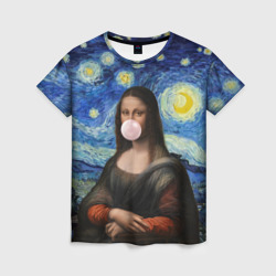 Мона Лиза Приколы - Звездная ночь – Женская футболка 3D с принтом купить со скидкой в -26%