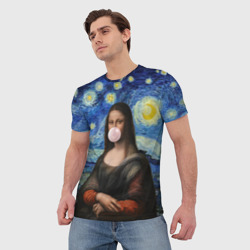 Мужская футболка 3D Мона Лиза Приколы - Звездная ночь - фото 2