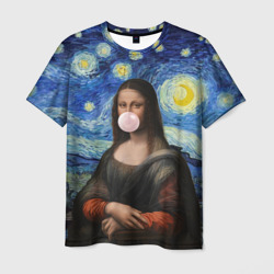 Мужская футболка 3D Мона Лиза Приколы - Звездная ночь