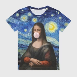 Женская футболка 3D Мона Лиза Приколы - Звездная ночь