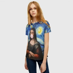 Женская футболка 3D Мона Лиза Приколы - Звездная ночь - фото 2