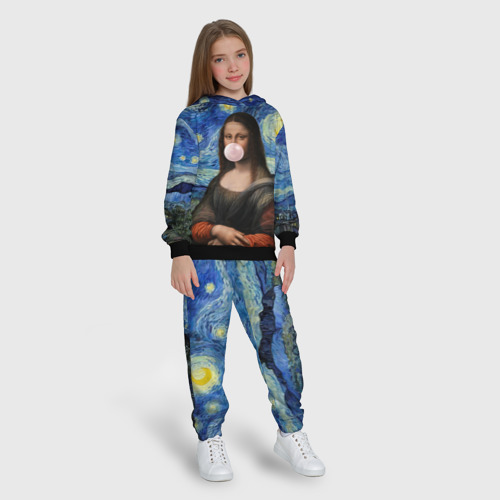 Детский костюм с толстовкой 3D Мона Лиза Приколы - Звездная ночь, цвет черный - фото 5