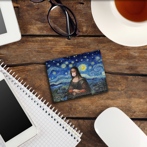 Обложка для студенческого билета Мона Лиза Приколы - Звездная ночь, цвет черный - фото 3