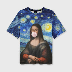 Женская футболка oversize 3D Мона Лиза Приколы - Звездная ночь