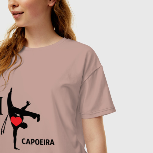 Женская футболка хлопок Oversize I love capoeira, цвет пыльно-розовый - фото 3