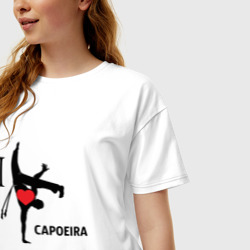 Футболка с принтом I love capoeira для женщины, вид на модели спереди №2. Цвет основы: белый