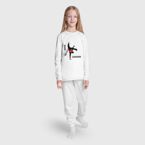Детская пижама с лонгсливом хлопок I love capoeira, цвет белый - фото 5