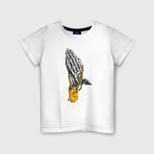 Детская футболка хлопок Святой Биткоин, цвет белый