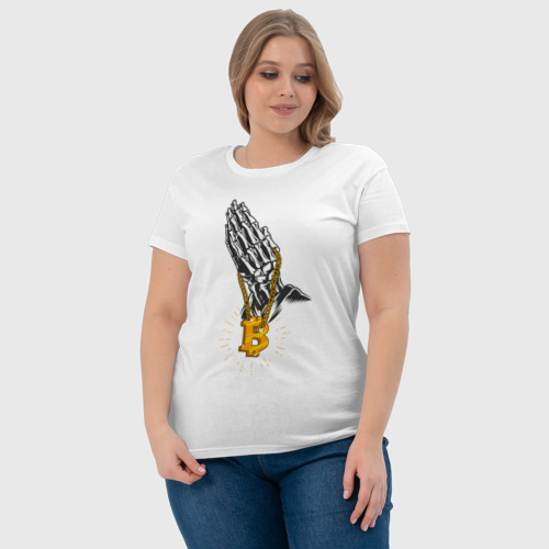 Женская футболка хлопок Святой Биткоин, цвет белый - фото 6