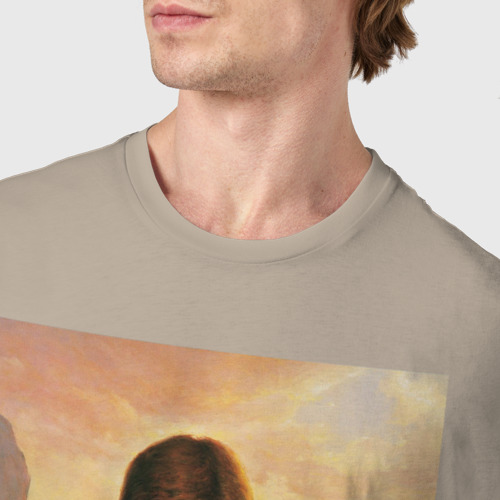 Мужская футболка хлопок с принтом Иисус и капибара, фото #4