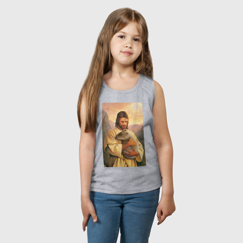 Детская майка хлопок Иисус и капибара, цвет меланж - фото 3