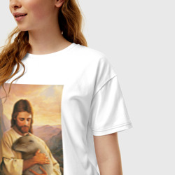 Женская футболка хлопок Oversize Иисус и капибара - фото 2