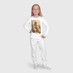Пижама с принтом Иисус и капибара для ребенка, вид на модели спереди №4. Цвет основы: белый