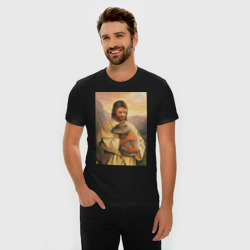 Мужская футболка хлопок Slim Иисус и капибара - фото 2