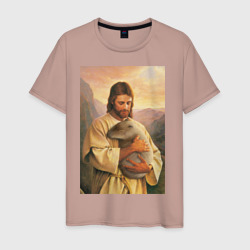 Мужская футболка хлопок Иисус и капибара