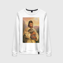 Женский свитшот хлопок Иисус и капибара