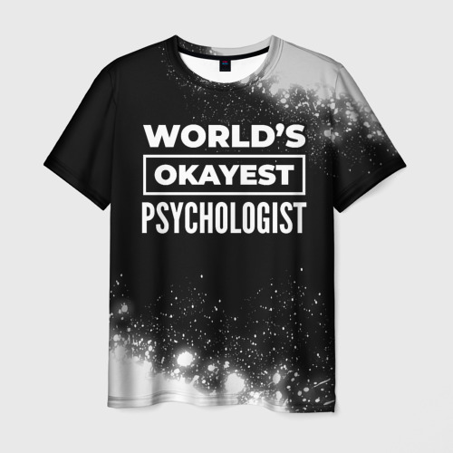 Мужская футболка 3D с принтом World's okayest psychologist - Dark, вид спереди #2