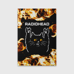 Обложка для паспорта матовая кожа Radiohead рок кот и огонь