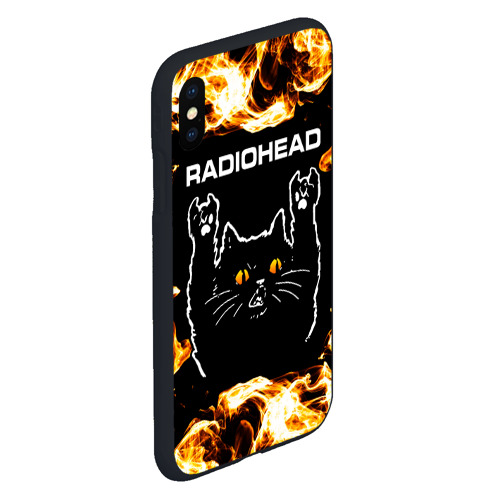 Чехол для iPhone XS Max матовый Radiohead рок кот и огонь - фото 3