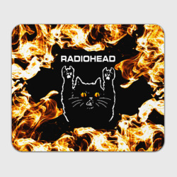 Прямоугольный коврик для мышки Radiohead рок кот и огонь