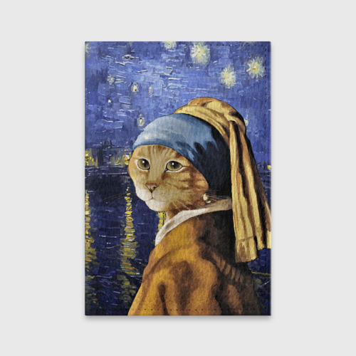 Обложка для паспорта матовая кожа Прикол с котом: пародия картина, цвет фиолетовый