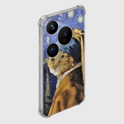 Чехол для Huawei Pura 70 Pro Прикол с котом: пародия картина - фото 2