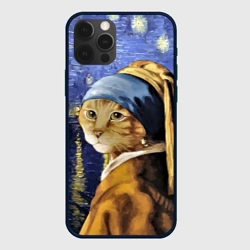 Чехол для iPhone 12 Pro Прикол с котом: пародия картина