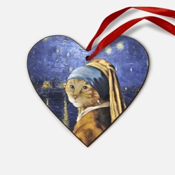 Деревянная игрушка Сердце Прикол с котом: пародия картина