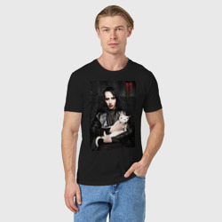 Мужская футболка хлопок Marilyn Manson and cat - фото 2