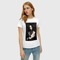 Женская футболка хлопок Marilyn Manson and cat - фото 2